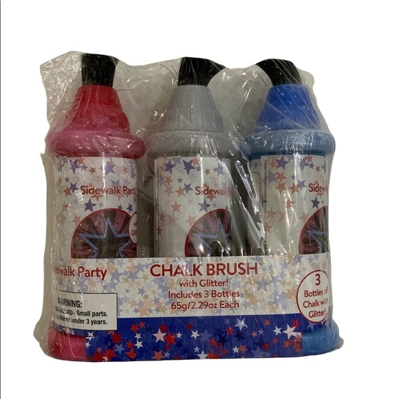 Sidewalk Party Glitter Chalk Brush. Outdoor Sidewalk Chalk  3 Bottles - Picture 2 of 6